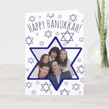 Festive Fun Star Of David Photo Frame Hanukkah Holiday Card