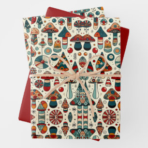 Festive Fungi Wrapping Paper Sheets