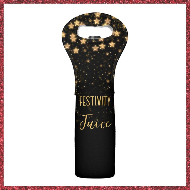Festive Funny Black and Gold Sparkle Wine Bag (Creator Uploaded)
