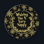 Festive Funny Black & Gold Inclusive Holiday Gift Favor Tags<br><div class="desc">This fun holiday gift tag is all inclusive with a humorous slant. It features a festive design with gold snowflakes on a black background and a tag that reads: Wishing You a Very Happy ChristmaSolsticHanukKwanzaa! Smooshing the words Christmas, Solstice, Hanukkah & Kwanza together into one silly word. The back has...</div>
