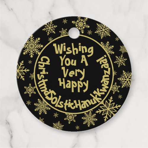 Festive Funny Black  Gold Inclusive Holiday Gift Favor Tags