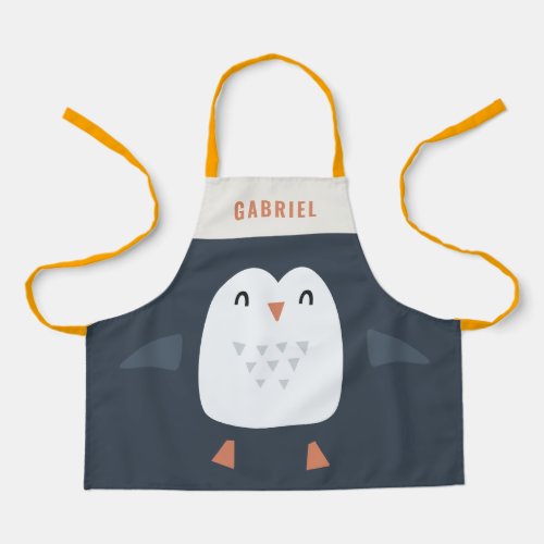 festive funny cute penguin personalized childrens apron