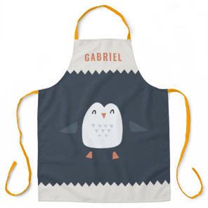 festive funny cute penguin personalized children's apron