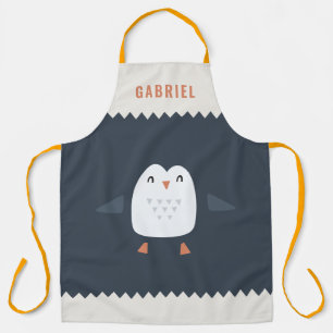 festive funny cute penguin personalized children's apron