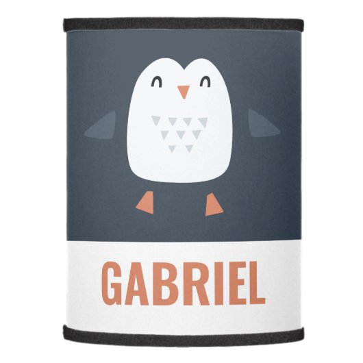 festive funny cute penguin personalized childrens lamp shade (Left)