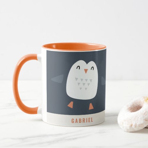 festive funny cute penguin personalized childrens mug