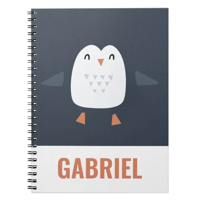 festive funny cute penguin personalized childrens notebook (Front)