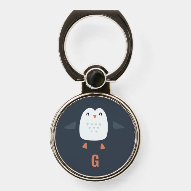 festive funny cute penguin personalized childrens phone ring stand (Front)