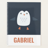 festive funny cute penguin personalized childrens planner