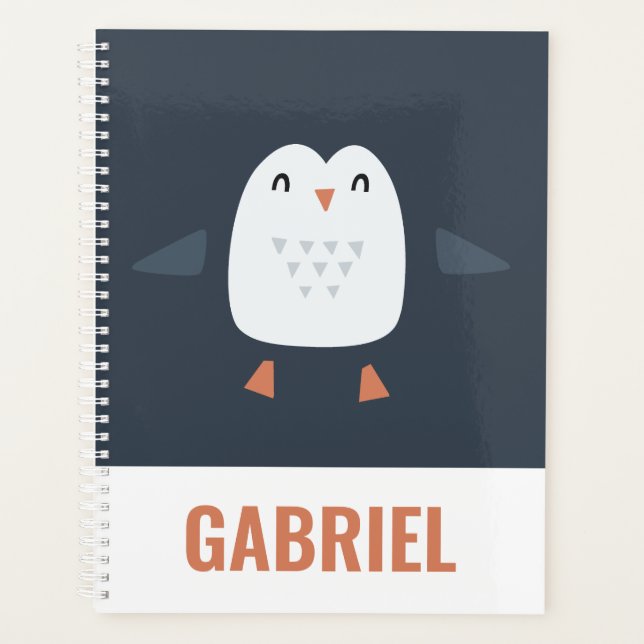 festive funny cute penguin personalized childrens planner (Front)