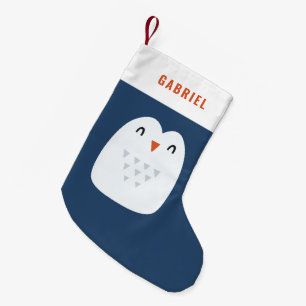 festive funny cute penguin personalized children's small christmas stocking