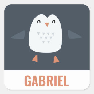 festive funny cute penguin personalized childrens square sticker