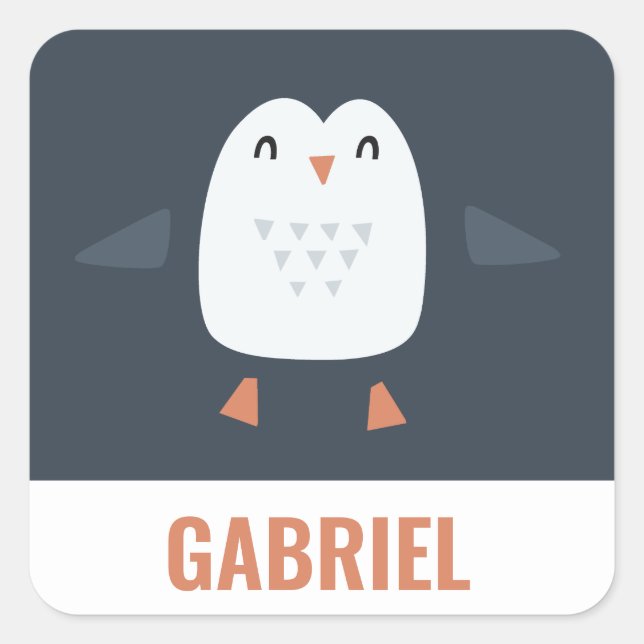 festive funny cute penguin personalized childrens square sticker (Front)