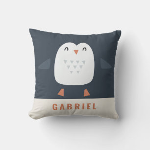 festive funny cute penguin personalized children's throw pillow