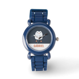 festive funny cute penguin personalized childrens watch