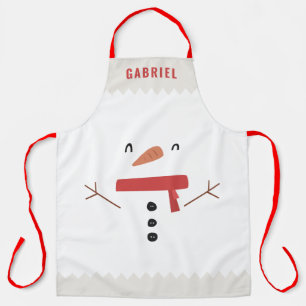 festive funny cute snowman personalized children's apron