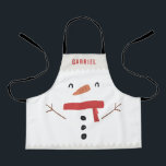 festive funny cute snowman personalized children's apron<br><div class="desc">festive funny cute snowman personalized children's design</div>