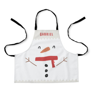 festive funny cute snowman personalized children's apron