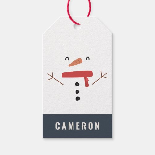 festive funny cute snowman personalized childrens gift tags