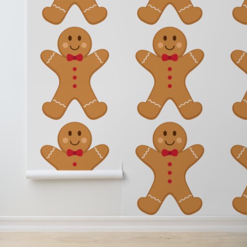 Festive Funny Gingerbread Man Stick and Peel Wallpaper