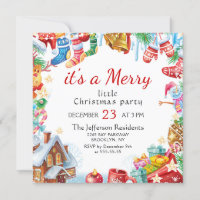 Festive Funny Merry Little Christmas Party Holiday Invitation