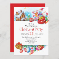 Festive Funny Merry Little Christmas Party Holiday Invitation