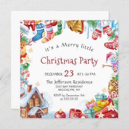 Festive Funny Merry Little Christmas Party Holiday Invitation