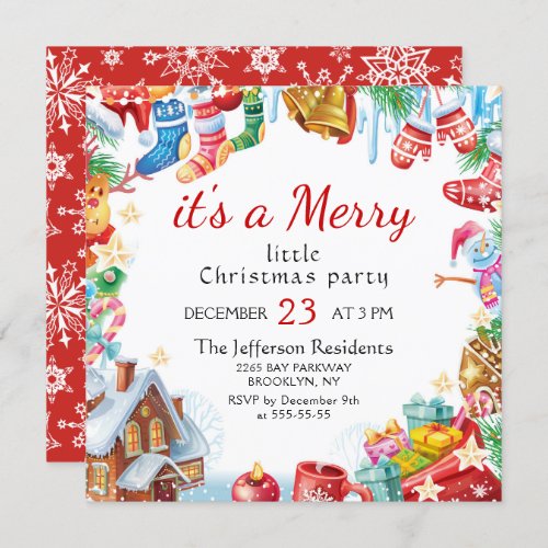 Festive Funny Merry Little Christmas Party Holiday Invitation