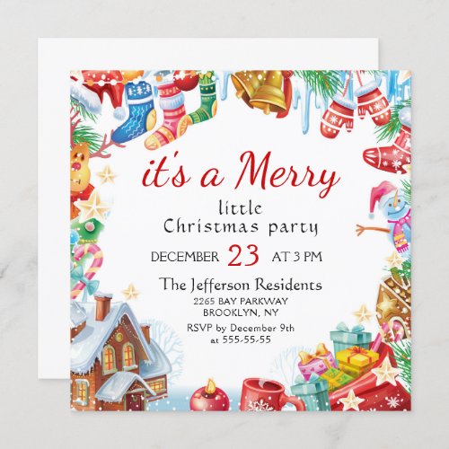 Festive Funny Merry Little Christmas Party Holiday Invitation