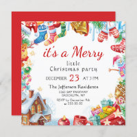 Festive Funny Merry Little Christmas Party Holiday Invitation