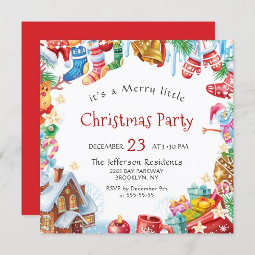 Festive Funny Merry Little Christmas Party Holiday Invitation