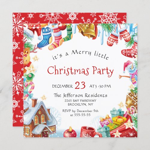 Festive Funny Merry Little Christmas Party Holiday Invitation