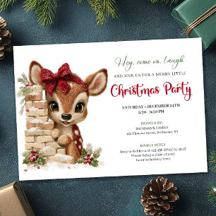 Festive funny reindeer holiday invite download