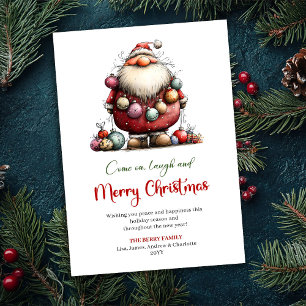 Festive Funny Santa Red Green Classic Christmas Holiday Card