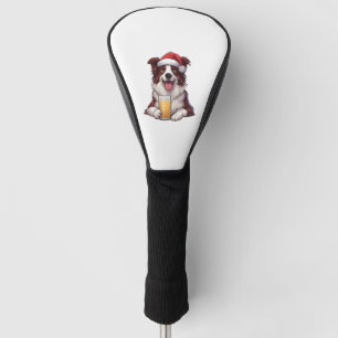 Festive Furry Grin Border Collie's Christmas Delig Golf Head Cover