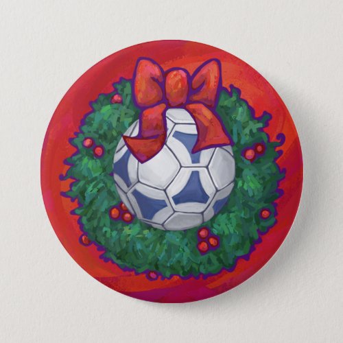 Festive Futbal in Wreath on Red Button