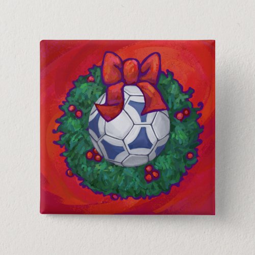 Festive Futbal in Wreath on Red Button