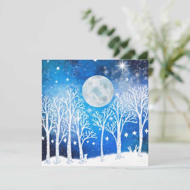 Festive Galaxy Holiday greeting card, blank inside Card (Standing Front)
