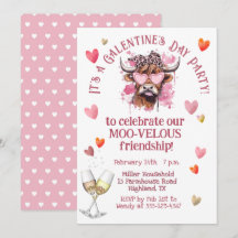 Festive Galentine's Day Hereford Cow