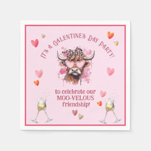 Festive Galentine's Day Hereford Cow Napkins