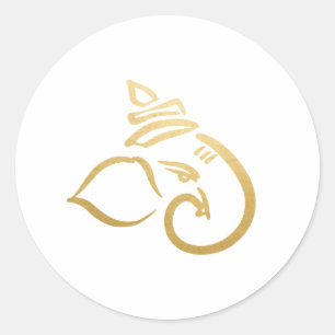 Festive Ganesh   Indian God   Faux Gold  Classic Round Sticker