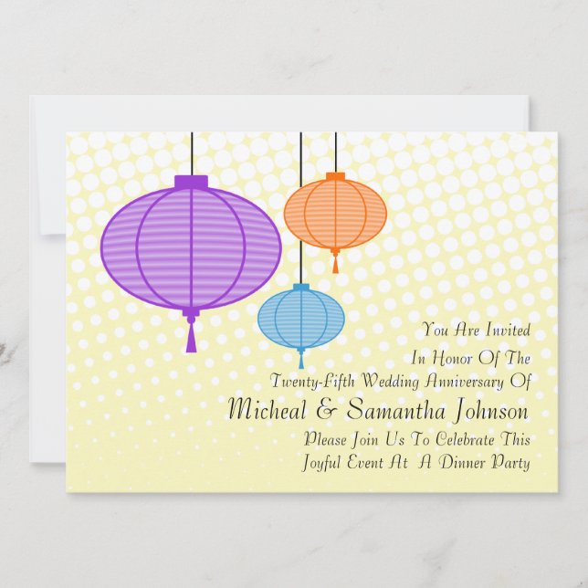 Festive Garden Paper Lanterns Anniversary Invitati Invitation (Front)