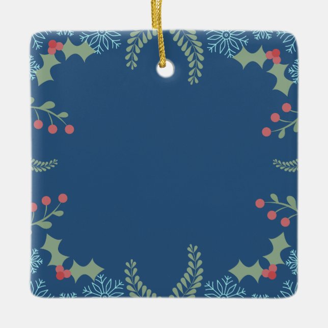 Festive Garland Ceramic Ornament (Front)