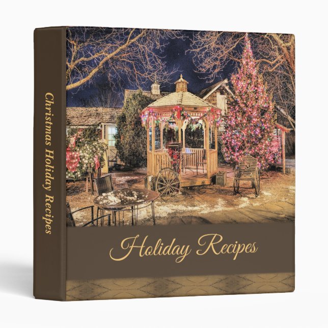 Festive Gazebo Christmas Holiday Recipe 3 Ring Binder (Front/Spine)