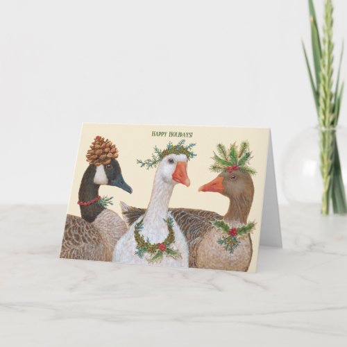 Festive Geese holiday card