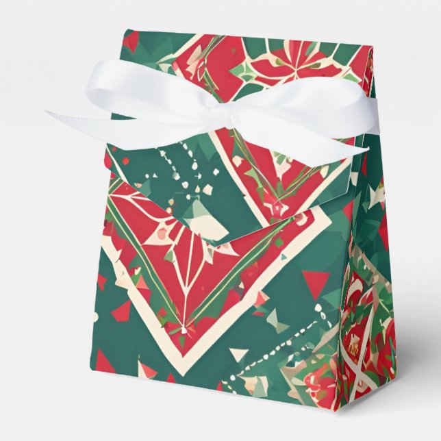 Festive Geometric Christmas Charm Favor Box (Front Side)