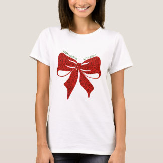 Festive Gift Bow Christmas T-Shirt -- Red Bow 