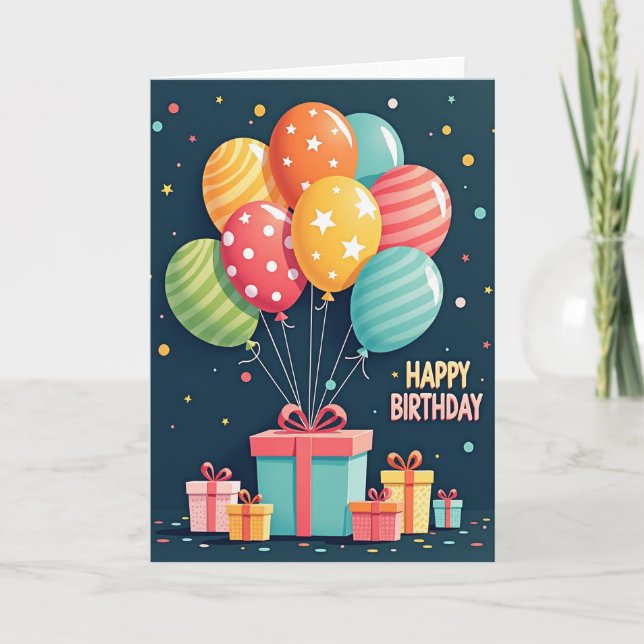 Festive Gift Box Birthday Card (Front)