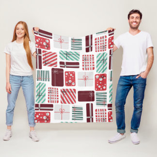 Festive Gift Boxes Seamless Pattern Fleece Blanket