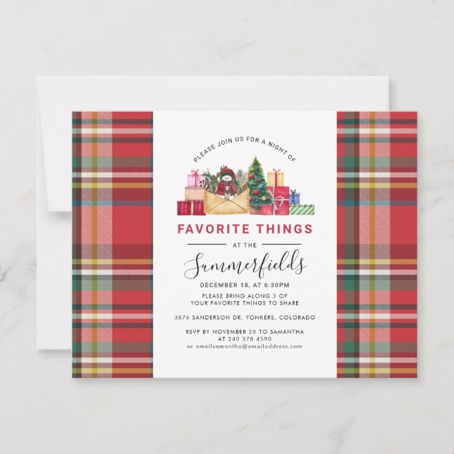 Festive Gift Exchange Favorite Things Party Invitation (Front)